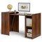Costway Extendable Computer Desk Reversible Study Writing Desk w/ Mobile Shelves Natural/Brown